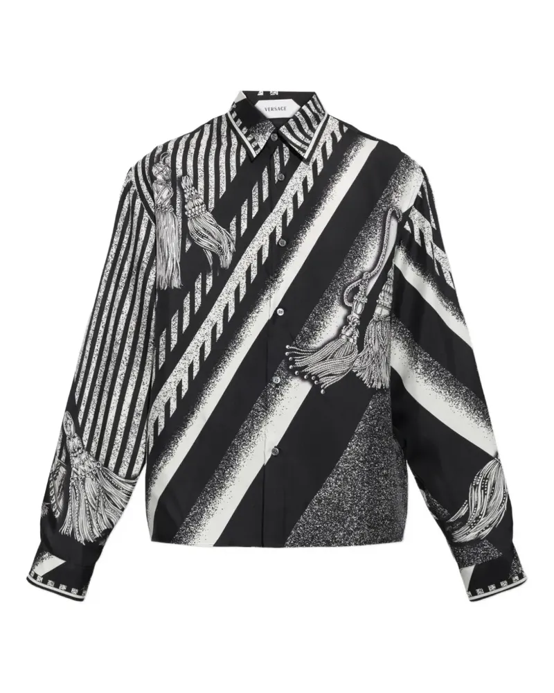 Versace Seidenhemd mit Quasten-Print - Schwarz Schwarz