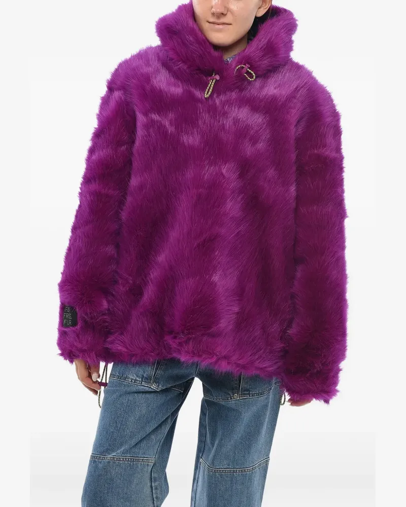 Stella McCartney Kapuzenmantel mit Faux Fur - Violett Violett