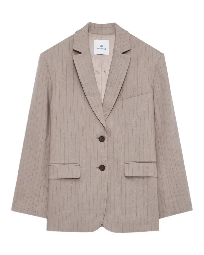 Anine Bing Quinn Blazer mit Taupe-Nadelstreifen - Nude Nude