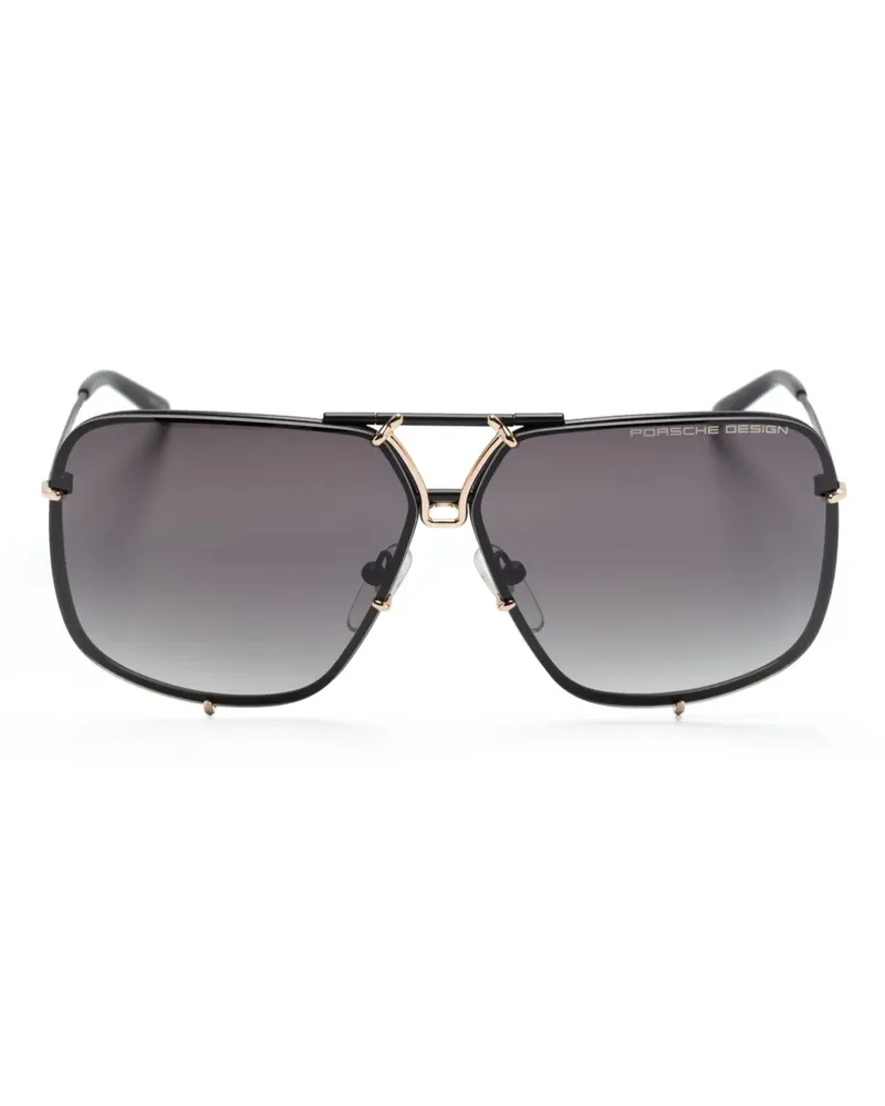 Porsche Design P8928 Sonnenbrille mit Oversized-Gestell - Schwarz Schwarz