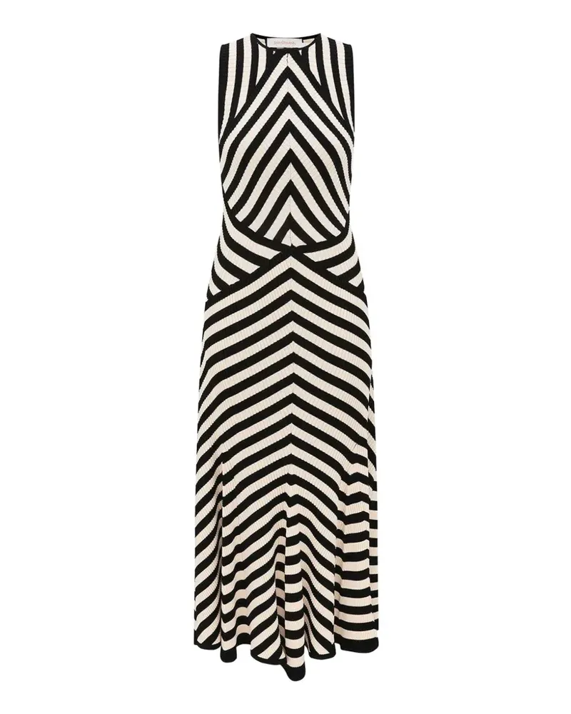 Zimmermann Gestreiftes Valiant Deco Midikleid - Schwarz Schwarz