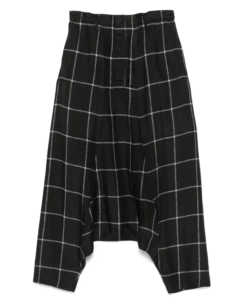 Yohji Yamamoto Baggy-Hose mit Karomuster - Schwarz Schwarz