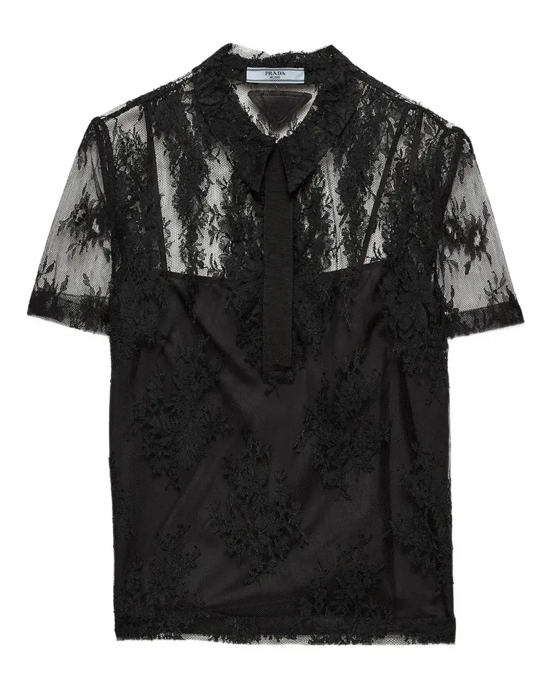 Prada Poloshirt aus Spitze - Schwarz Schwarz
