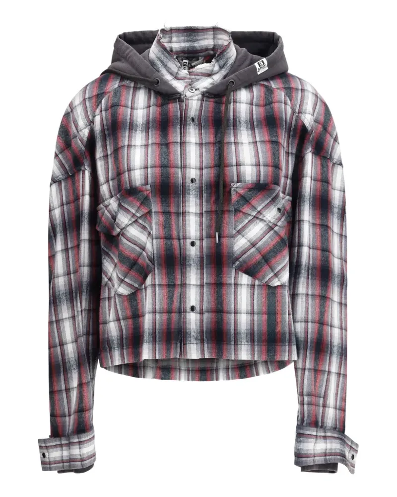 MIHARAYASUHIRO hooded checkered hoodie - Weiß Weiß