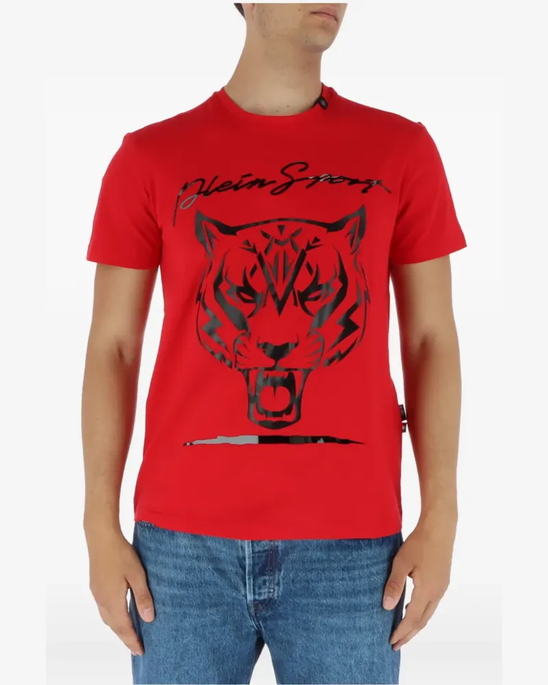 Philipp Plein T-Shirt mit Tigerkopf-Print - Rot Rot