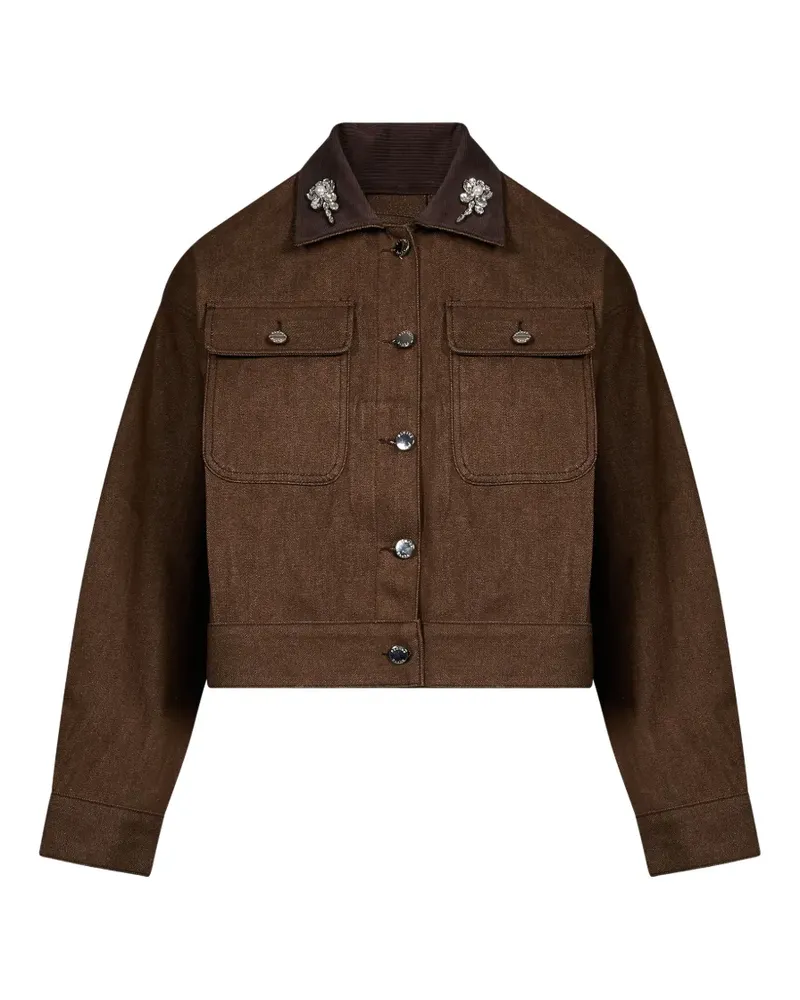 Simone Rocha embellished-collar denim jacket - Braun Braun