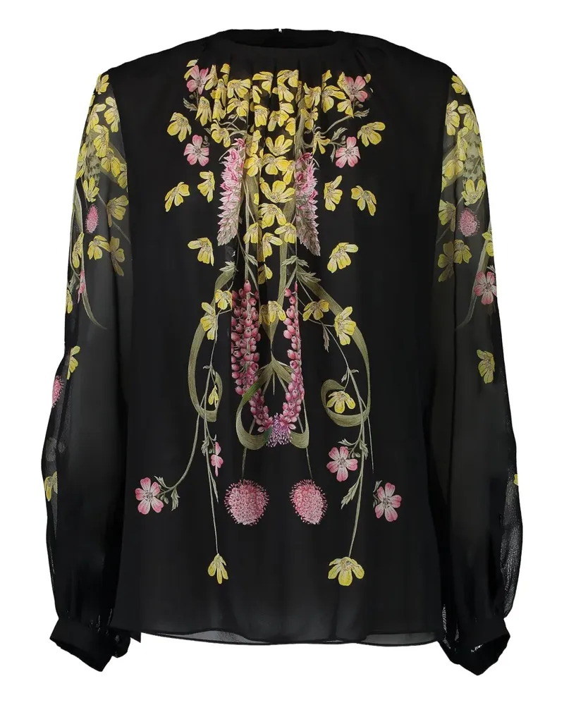Giambattista Valli floral-print long-sleeve blouse - Schwarz Schwarz