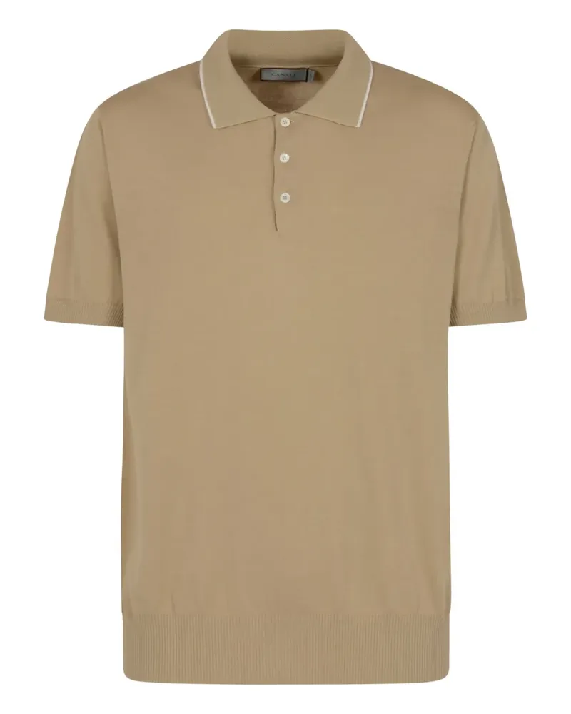 Canali Fein gestricktes Poloshirt - Nude Nude