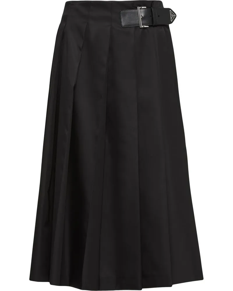 Prada Re-Nylon Rock mit Falten - Schwarz Schwarz
