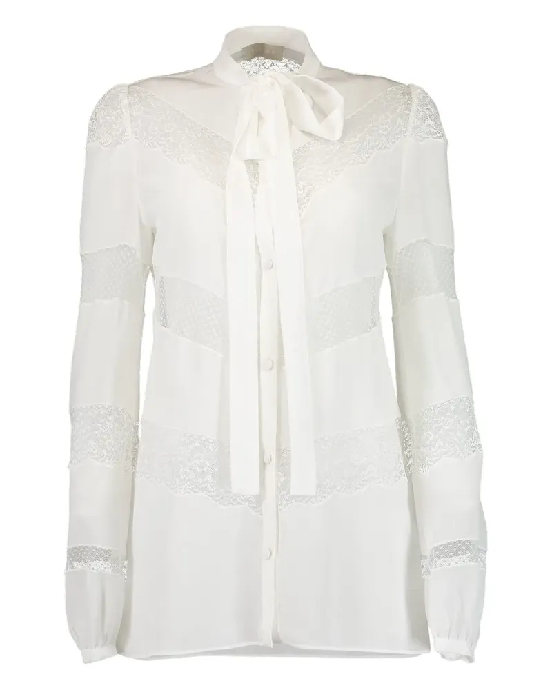 Elie Saab Krepphemd mit Spitzeneinsatz - Weiß Weiß