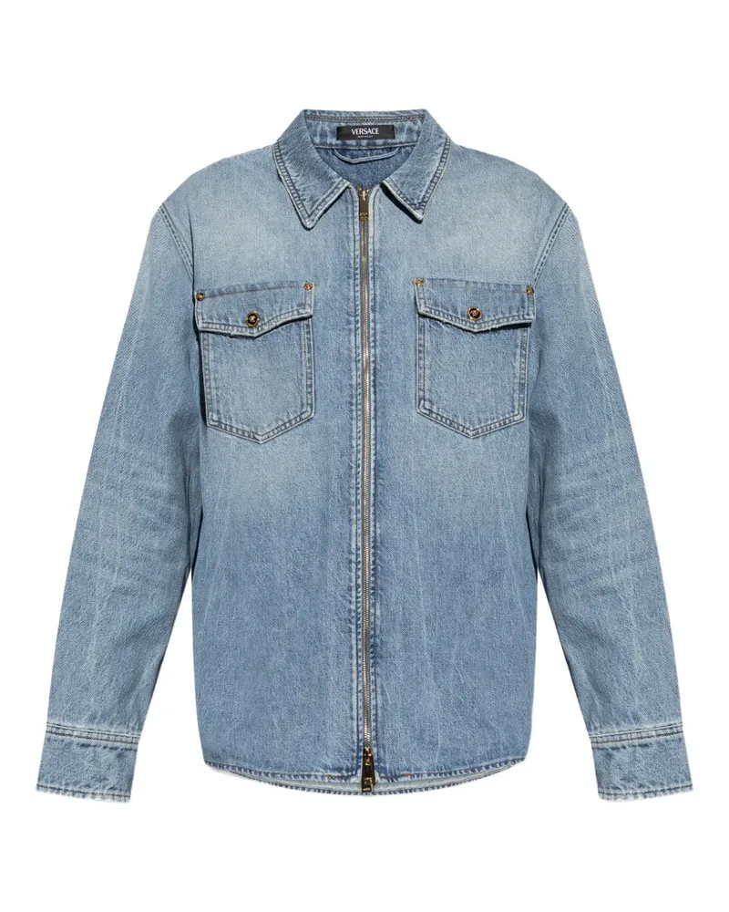 Versace zipped chest-pockets shirt - Blau Blau