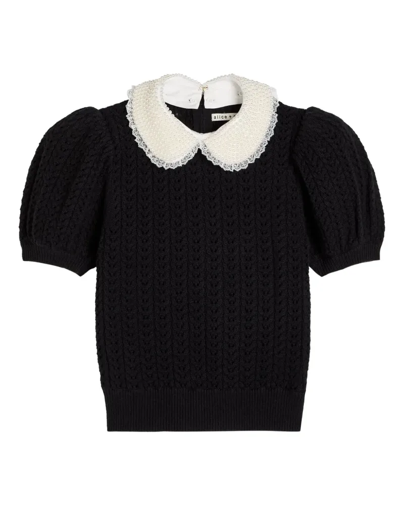 Alice + Olivia embellished puff-sleeve blouse - Schwarz Schwarz