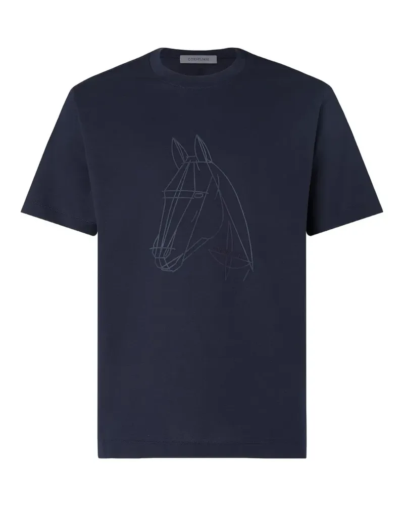 Corneliani horse-print T-shirt - Blau Blau
