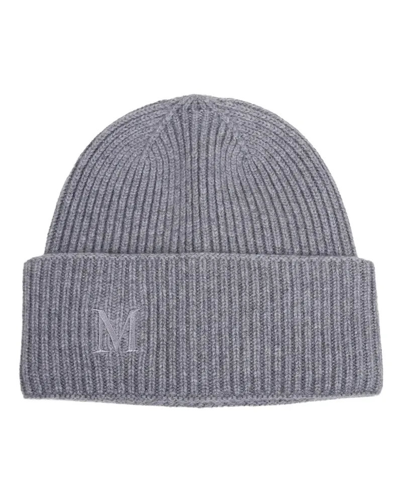 Max Mara Gerippte Mertina Beanie mit Monogramm - Grau Grau