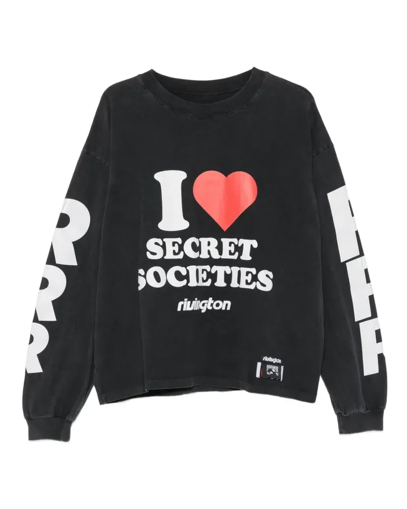 RRR123 Langarmshirt mit grafischem Print - Schwarz Schwarz