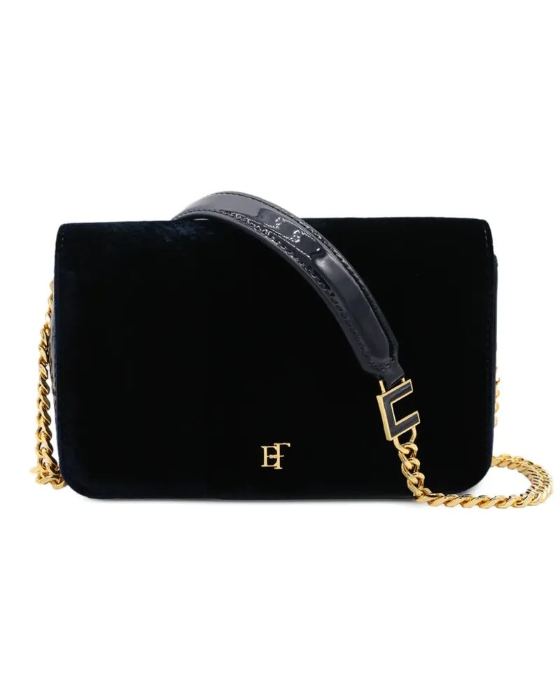 Elisabetta Franchi velvet shoulder bag with crocodile print - Blau Blau