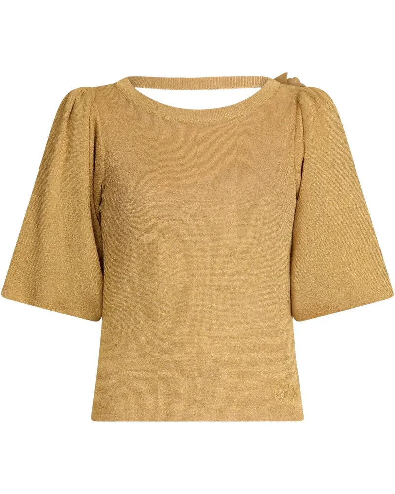 Liu Jo Metallic-Oberteil mit Puffärmeln - Nude Nude