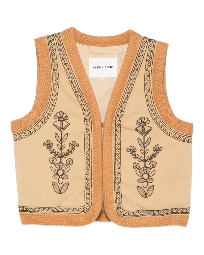 Antik Batik Maria floral-embroidered waistcoat - Nude Nude