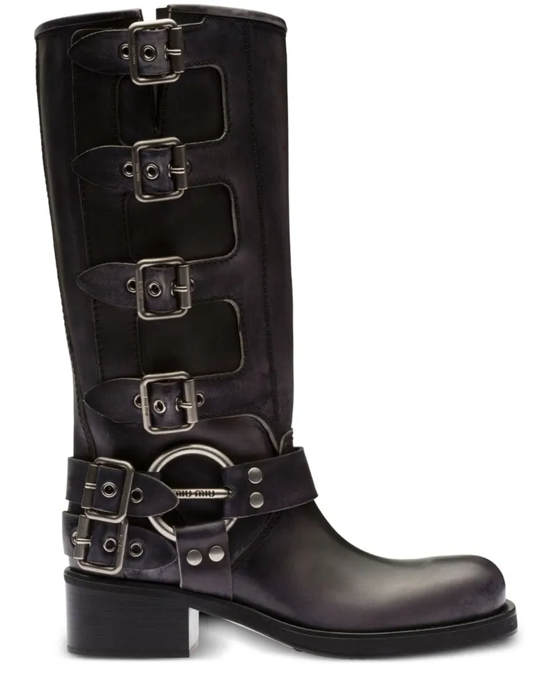 Miu Miu Stiefel mit Schnalle - Schwarz Schwarz