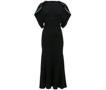 Midikleid mit drapierten Ärmeln - Schwarz