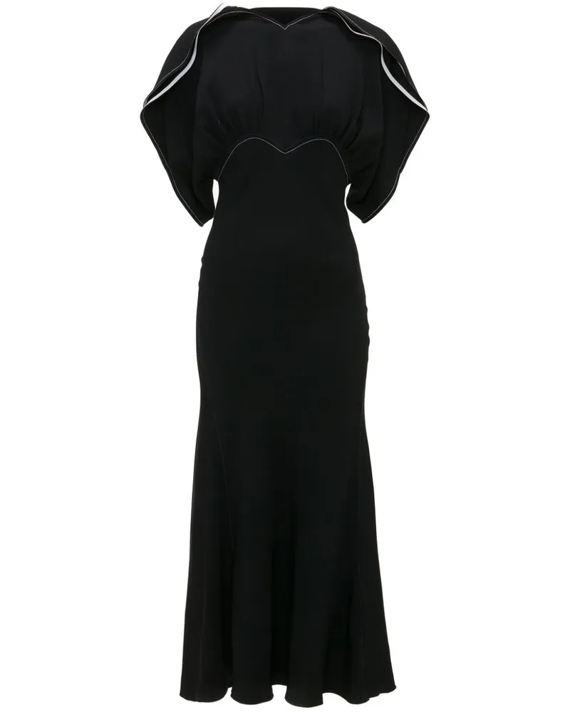 Victoria Beckham Midikleid mit drapierten Ärmeln - Schwarz Schwarz