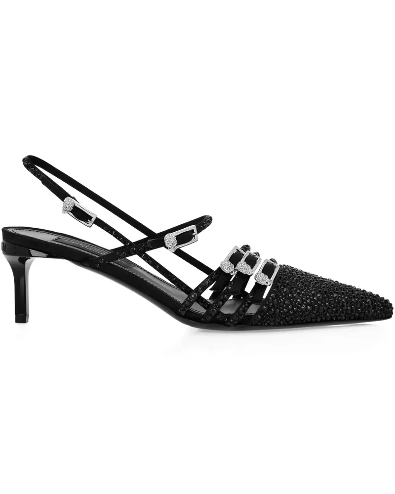 Philipp Plein Slingback-Pumps mit Kristallen - Schwarz Schwarz