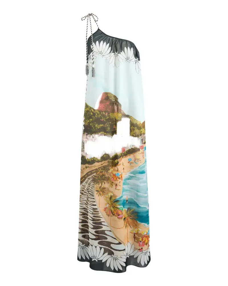 FARM Rio graphic-print one-shoulder maxi dress - Blau Blau