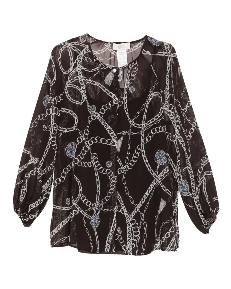 Marina Rinaldi Semi-transparentes MRSBautta Hemd mit Kettenprint - Braun Braun