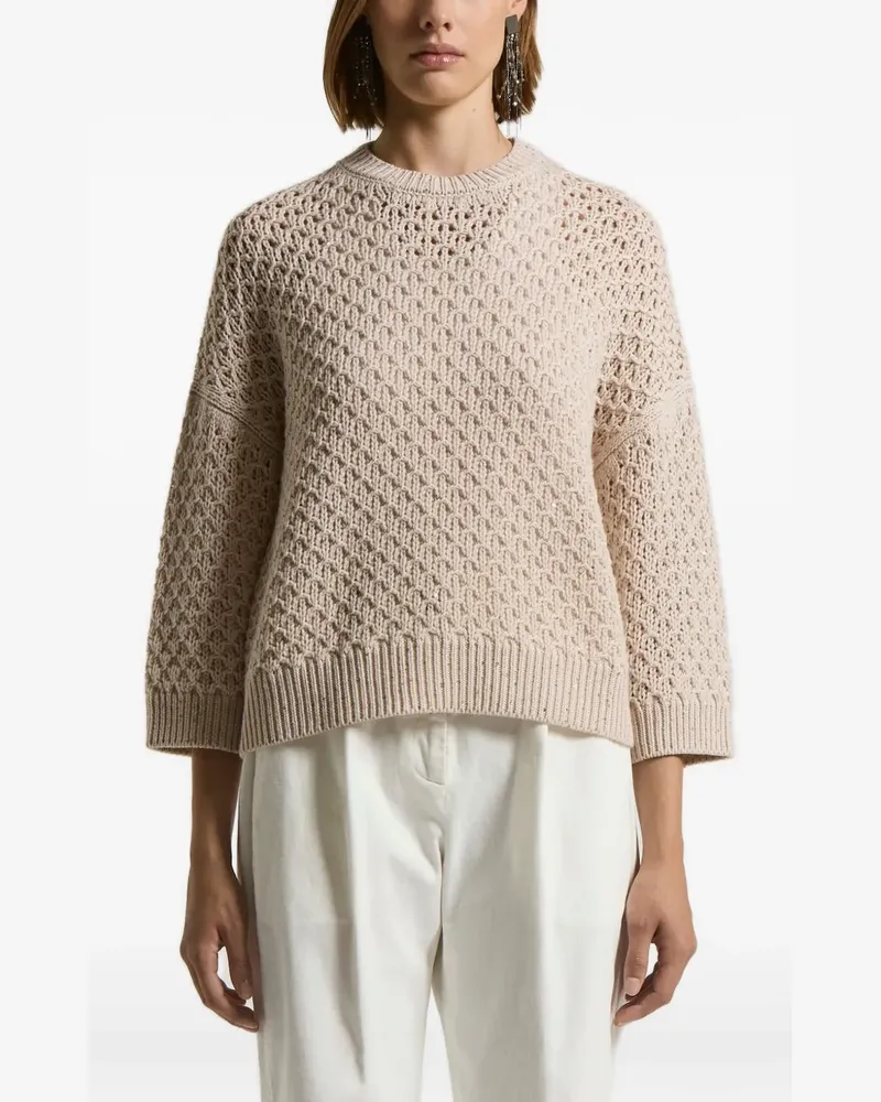 Peserico Pullover mit Lochstrickmuster - Nude Nude