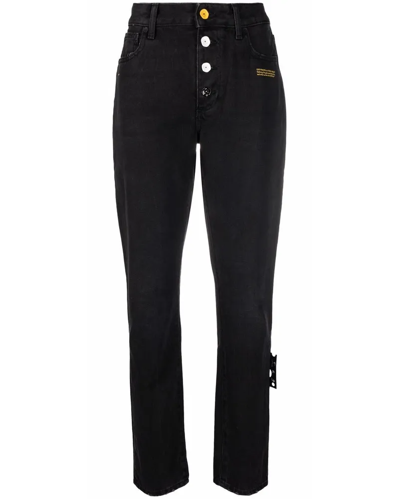 OFF-WHITE Gerade Jeans mit Slogan-Print - Schwarz Schwarz