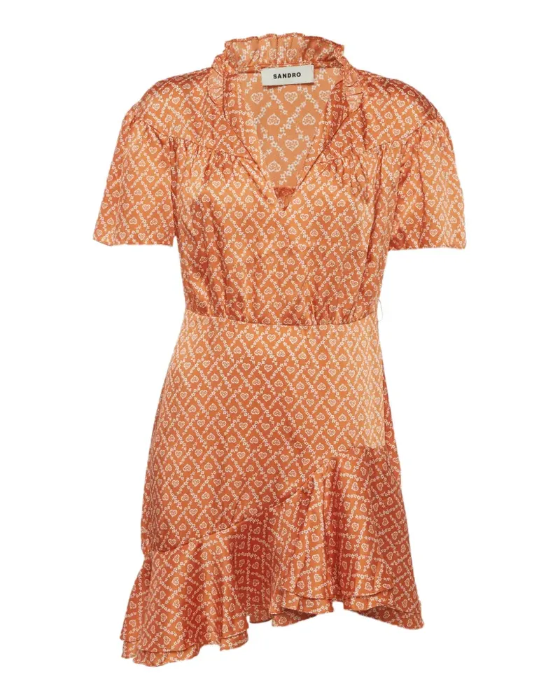Sandro Suzen Kleid mit gerüschtem Herz-Print - Orange Orange