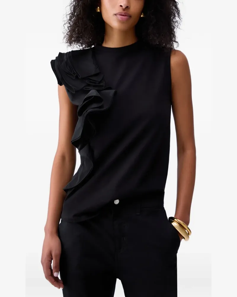 Liu Jo ruffled sleeveless top - Schwarz Schwarz