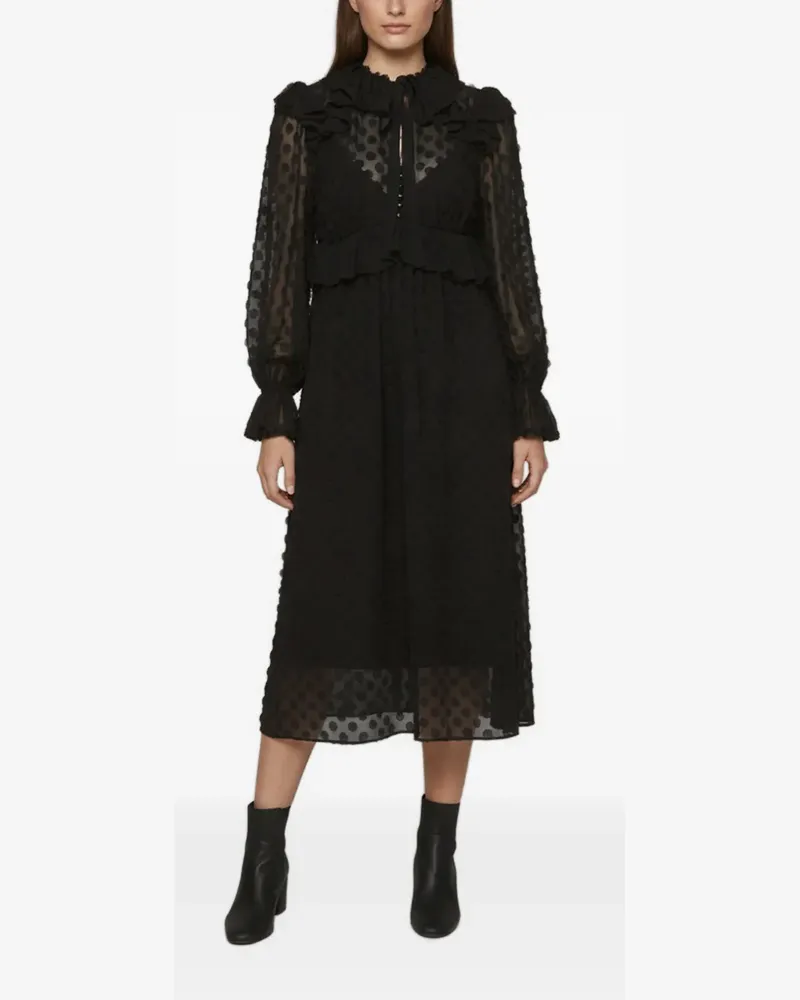 Zimmermann polka-dot ruffled midi dress - Schwarz Schwarz