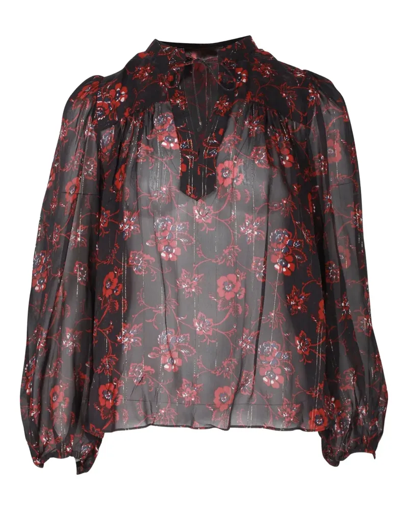 Ulla Johnson floral-print puff-sleeve top - Schwarz Schwarz