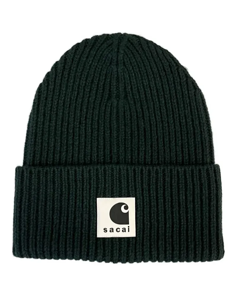 Sacai x Carhartt WIP gerippte Beanie - Grün Grün