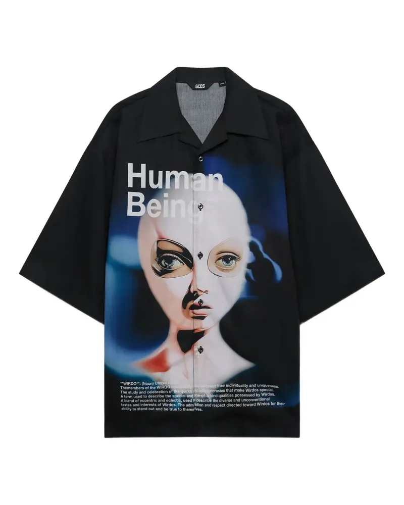 GCDS Hemd mit grafischem Print - Schwarz Schwarz
