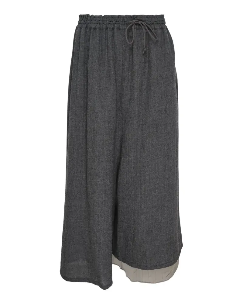 Yohji Yamamoto Hose im Layering-Look mit Kordelzug - Grau Grau