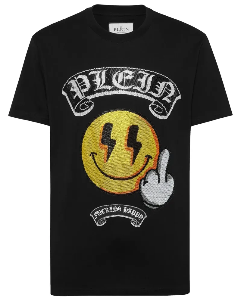Philipp Plein T-Shirt mit Stempel - Schwarz Schwarz
