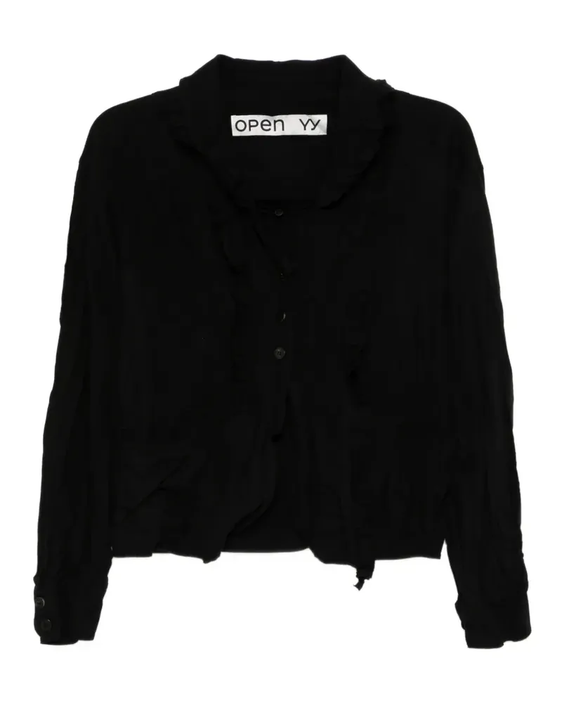 OPEN YY Silt Jacke in Knitteroptik - Schwarz Schwarz