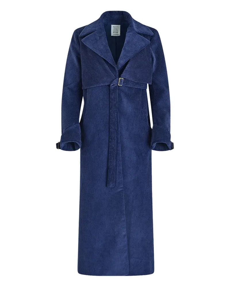 Rosie Assoulin Yipee Ki-Yay corduroy belted trench coat - Blau Blau