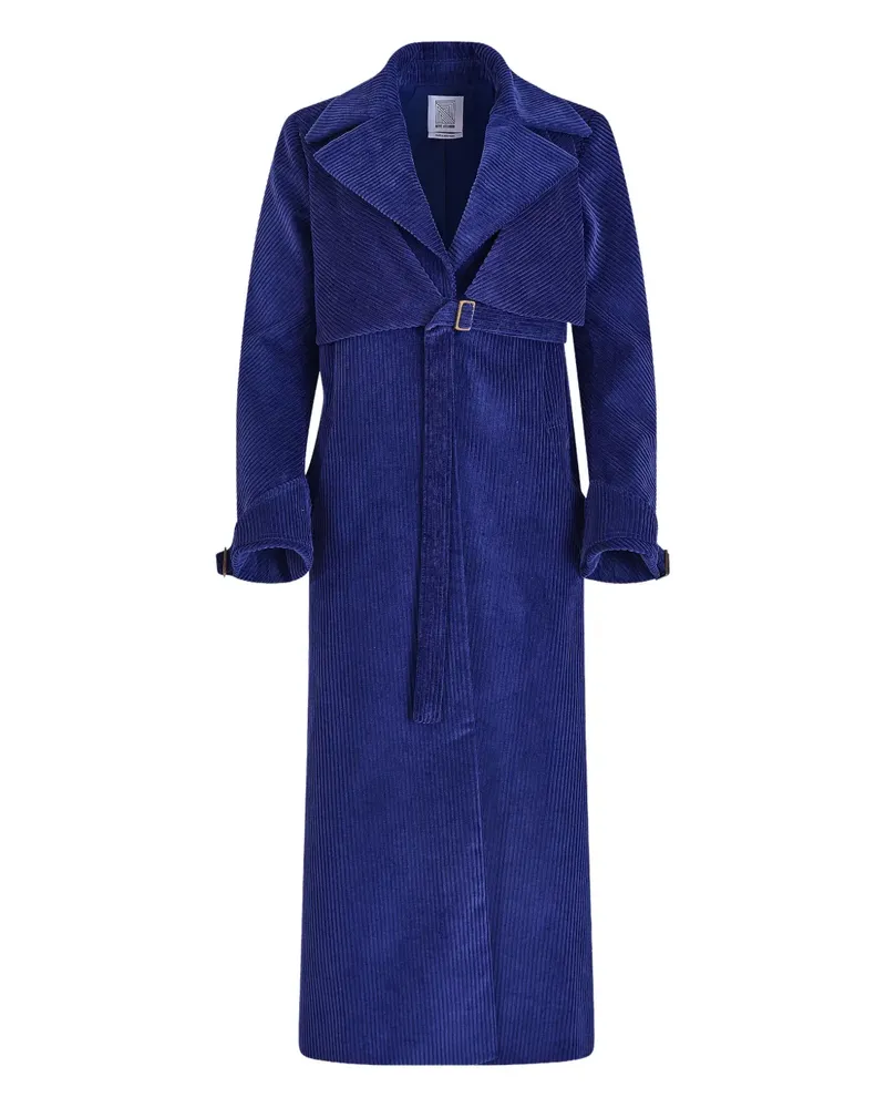 Rosie Assoulin Yipee Ki-Yay corduroy belted trench coat - Blau Blau