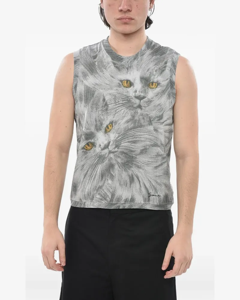 Givenchy Top mit Katzen-Print - Grau Grau