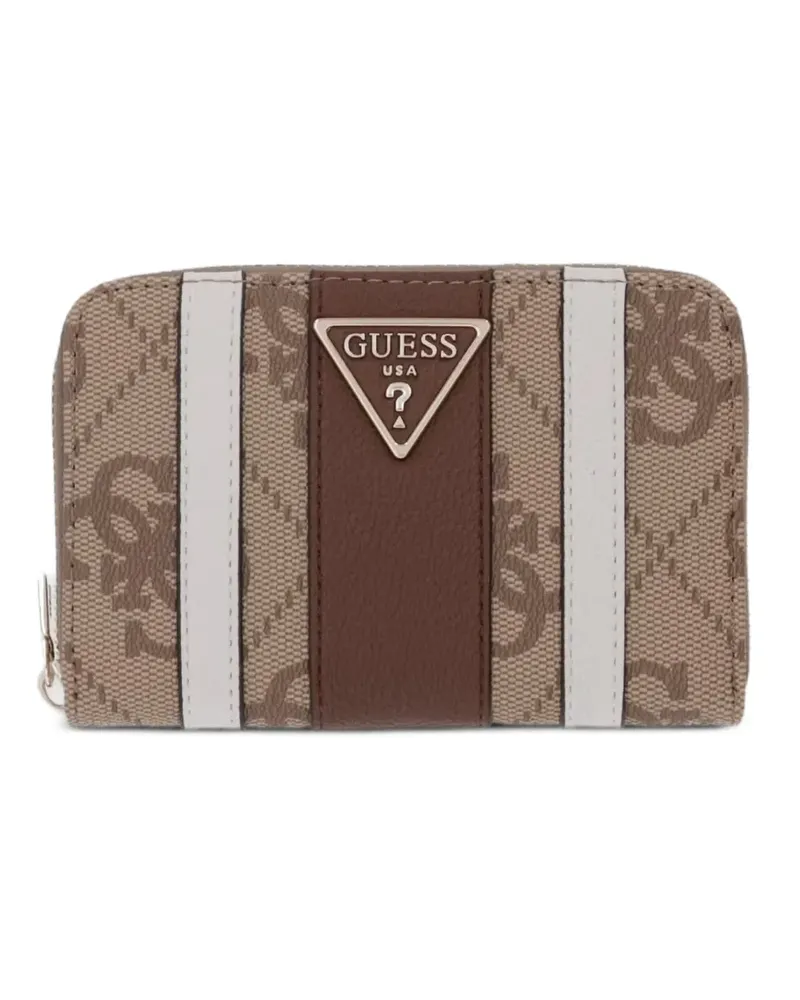Guess Gestreiftes Laurel Portemonnaie mit Logo - Nude Nude