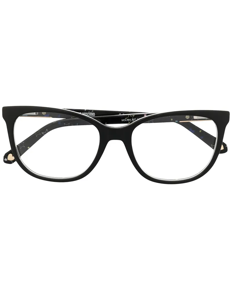 Moschino Brille mit Print - Schwarz Schwarz