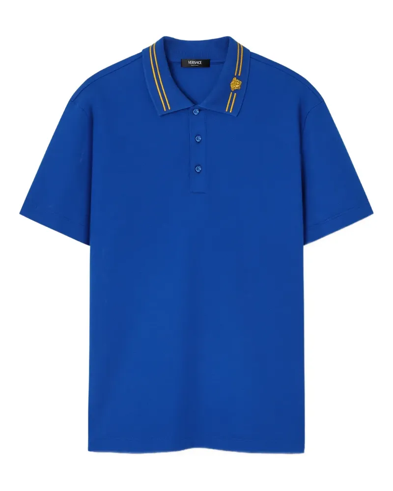 Versace Poloshirt mit Medusa-Stickerei - Blau Blau