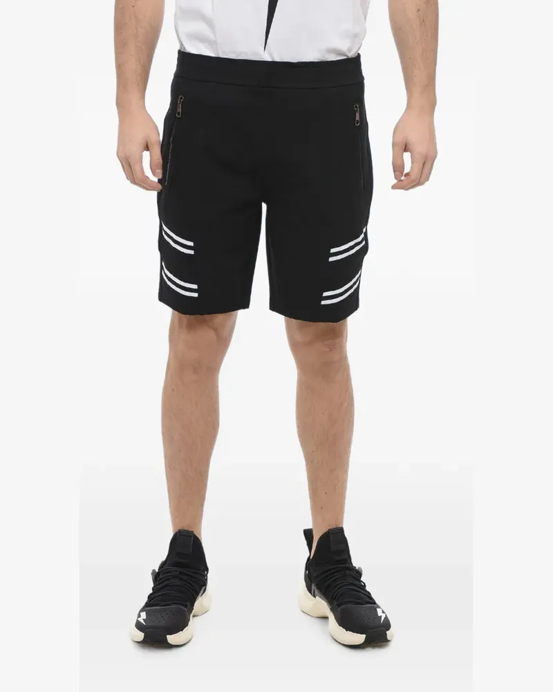 Neil Barrett Varsity stripe-detail shorts - Schwarz Schwarz
