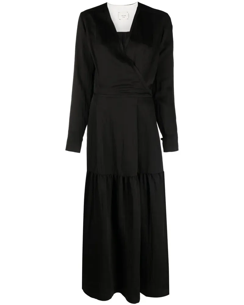 ALYSI Maxikleid in Wickeloptik - Schwarz Schwarz
