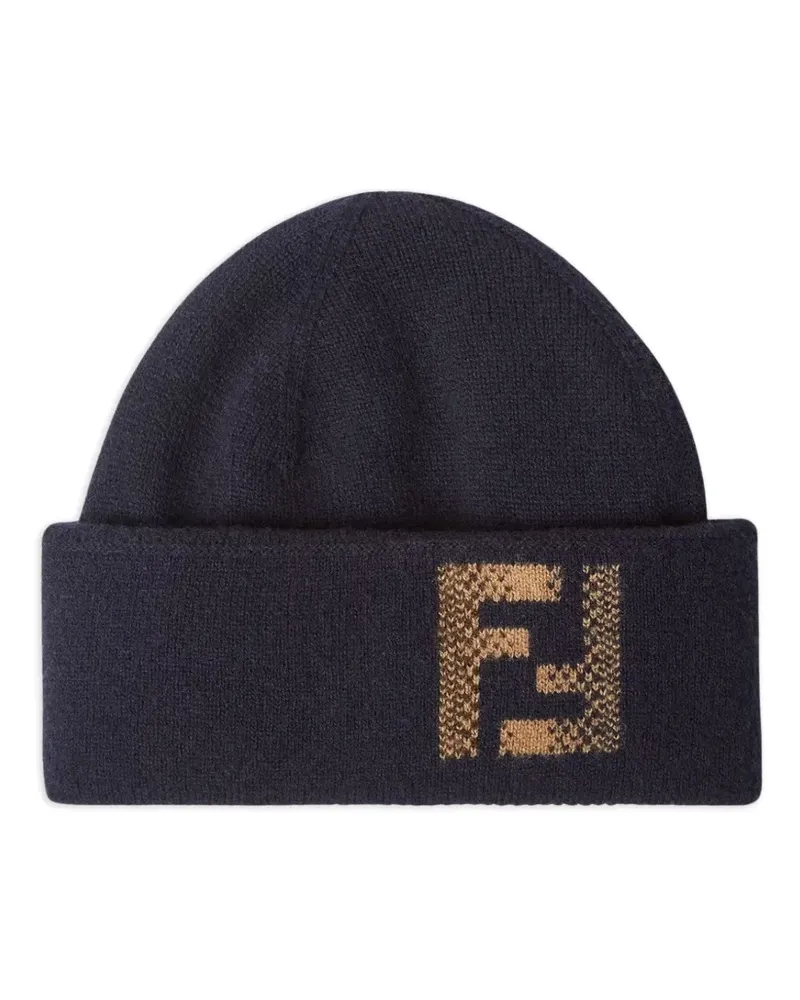 Fendi FF logo beanie hat - Blau Blau