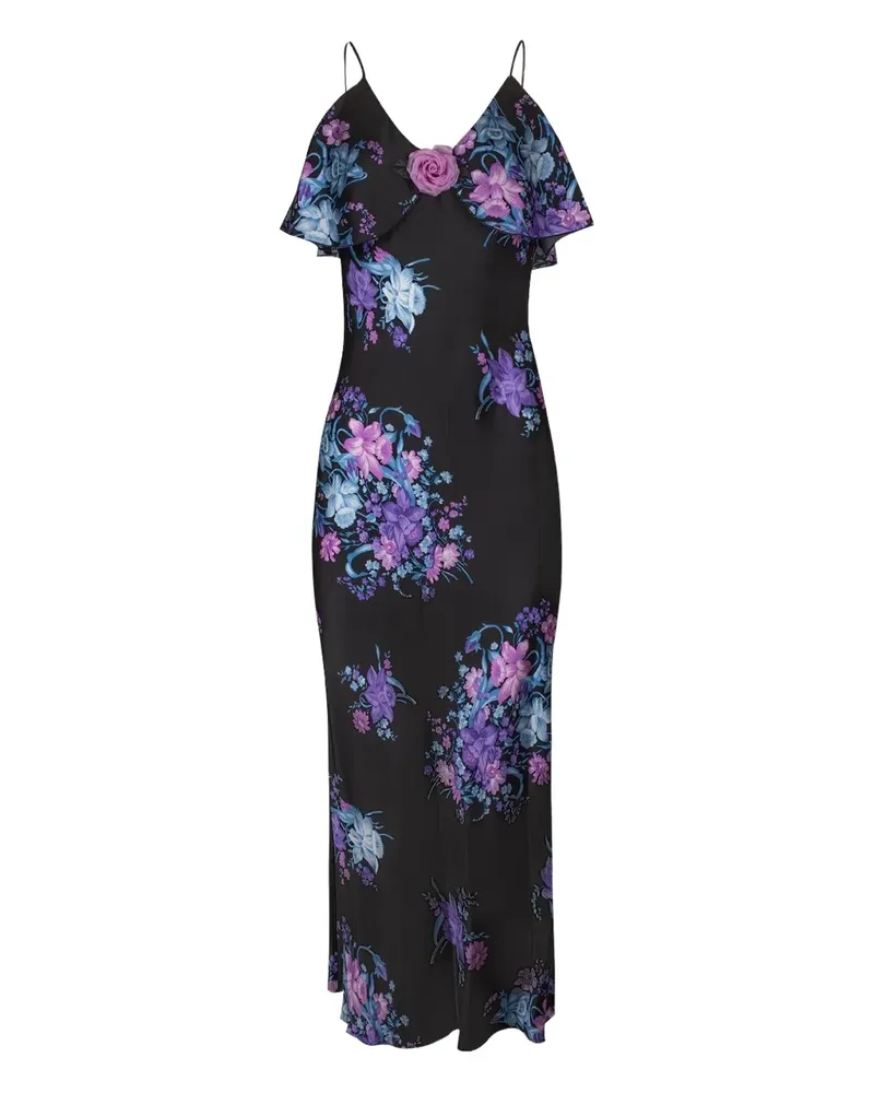 Rodarte floral-print ruffled maxi dress - Schwarz Schwarz