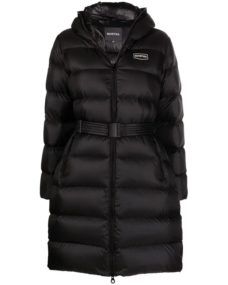 Duvetica Gefütterte Jacke mit Gürtel - Schwarz Schwarz